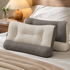 Oreiller de Sommeil Profilé Blanc - Oreiller en Polyester, Fibre de Soja & Tissu Tricoté
