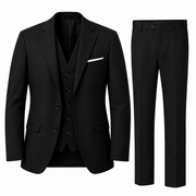 Costume Slim Fit Homme Trois Pièces - Veste, Gilet et Pantalon à Revers Fins