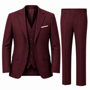 Costume Slim Fit Homme Trois Pièces - Veste, Gilet et Pantalon à Revers Fins
