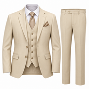 Costume Slim Fit Homme Trois Pièces - Veste, Gilet et Pantalon à Revers Fins