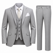 Costume Slim Fit Homme Trois Pièces - Veste, Gilet et Pantalon à Revers Fins