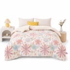 Couette d'Hiver en Fleece à Fleurs - Literie Matelassée en Polyester pour Automne et Hiver