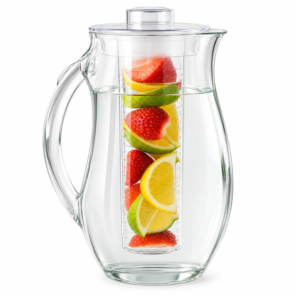 Carafe à Eau avec Infuseur de Fruits - Pichet en Tritan de 2,5 L avec Infuseur Amovible