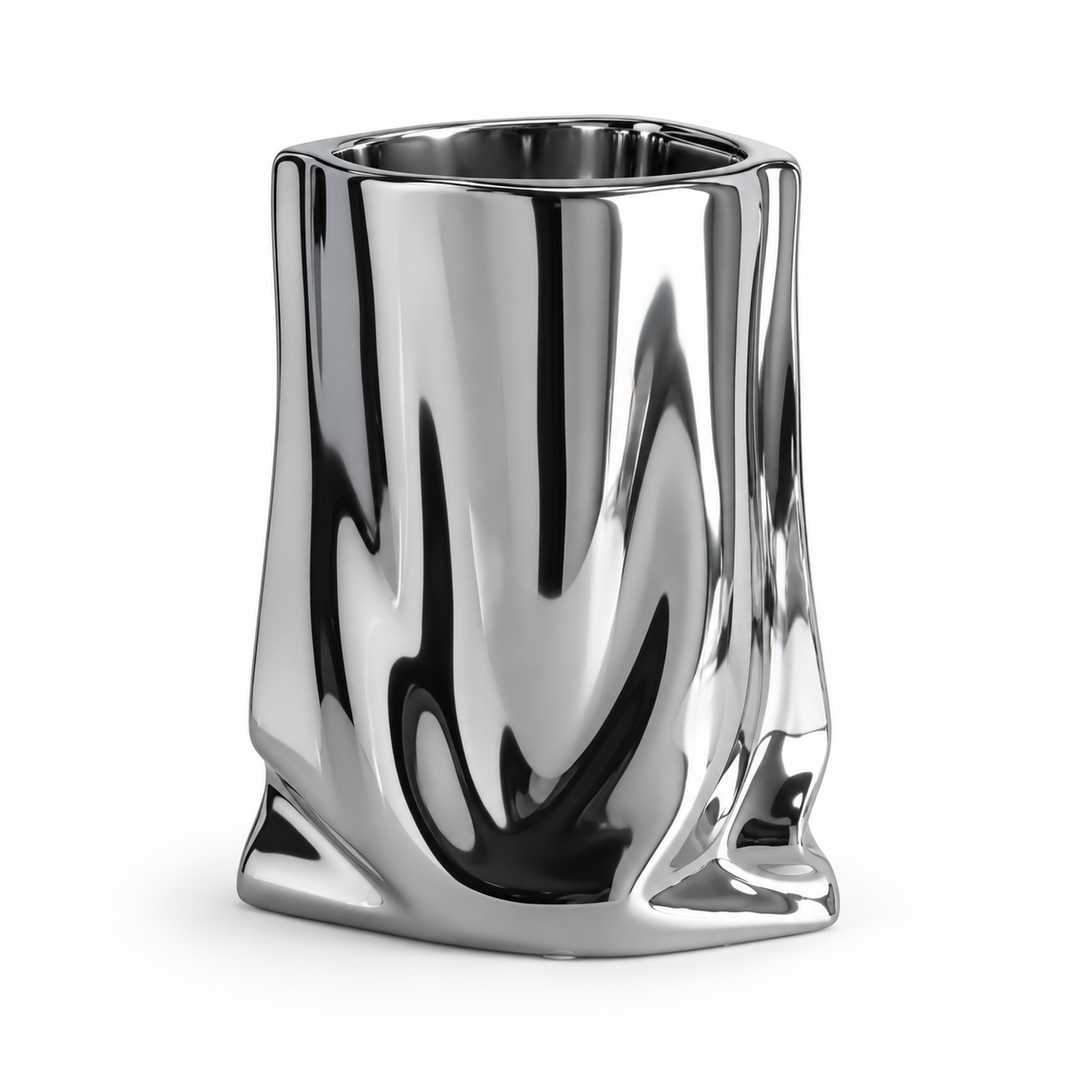 Vase Réfléchissant Argenté - Vase Décoratif en Céramique avec Finition en Électroplaqué