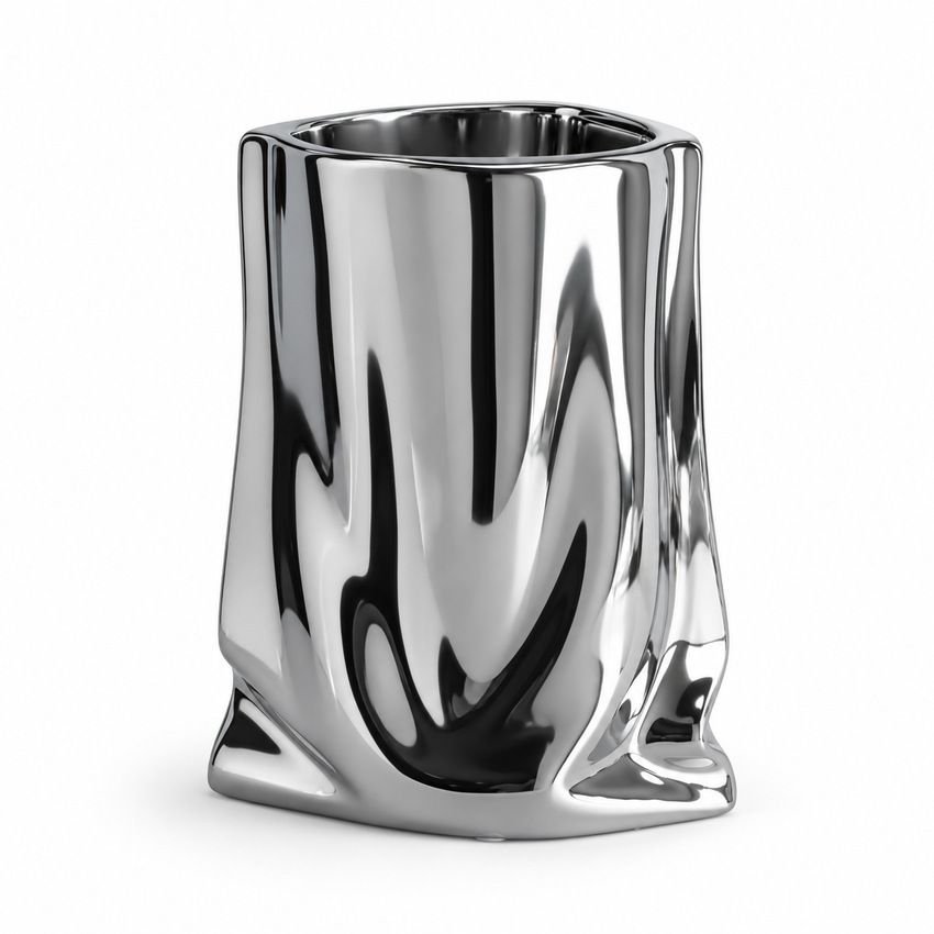 Vase Réfléchissant Argenté - Vase Décoratif en Céramique avec Finition en Électroplaqué