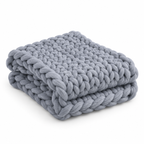 Couverture Chunky Tricotée - Plaid Fait Main en Laine Mérinos