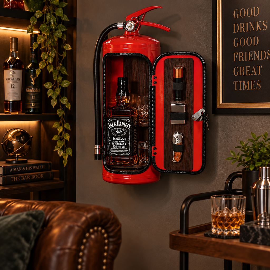 Porte-Bouteille Design Extincteur - Support Décoratif en Fer et Plastique pour Intérieur