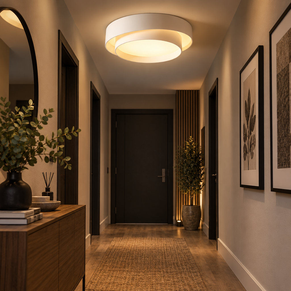 Plafonnier LED Circulaire - Luminaire en Métal avec Module LED Intégré