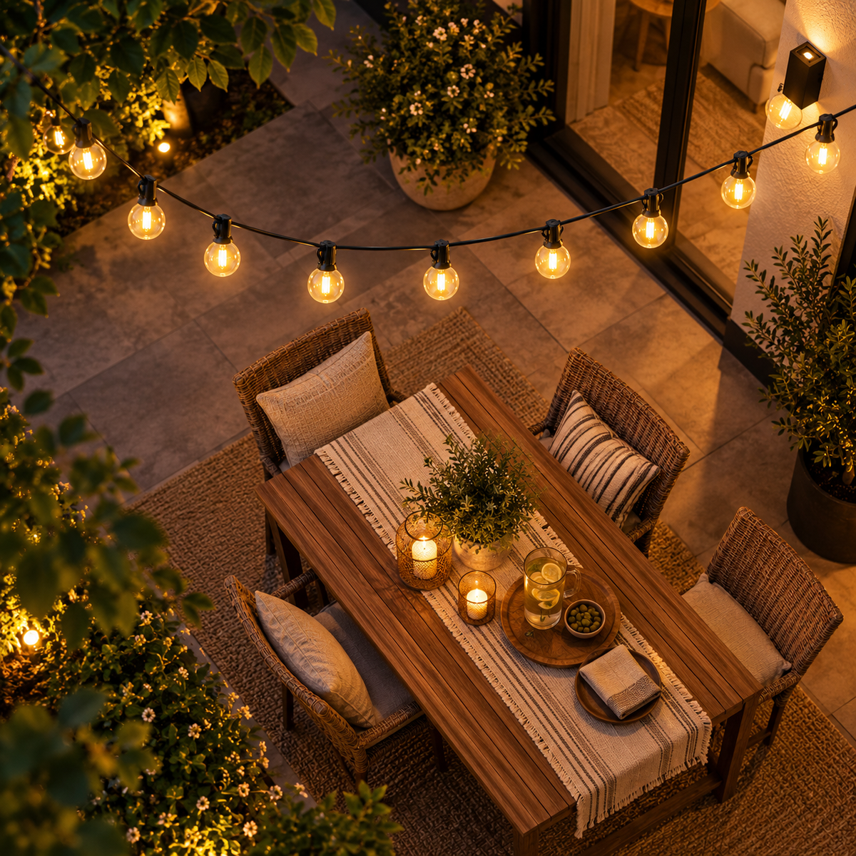Guirlande LED Extérieure 15M - Éclairage Chaud IP65 pour Jardin, Terrasse et Pergola