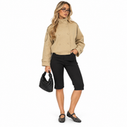 Pantalon Capri Femme Taille Haute - Mélange Nylon-Spandex Stretch avec Fentes Latérales