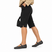 Pantalon Capri Femme Taille Haute - Mélange Nylon-Spandex Stretch avec Fentes Latérales