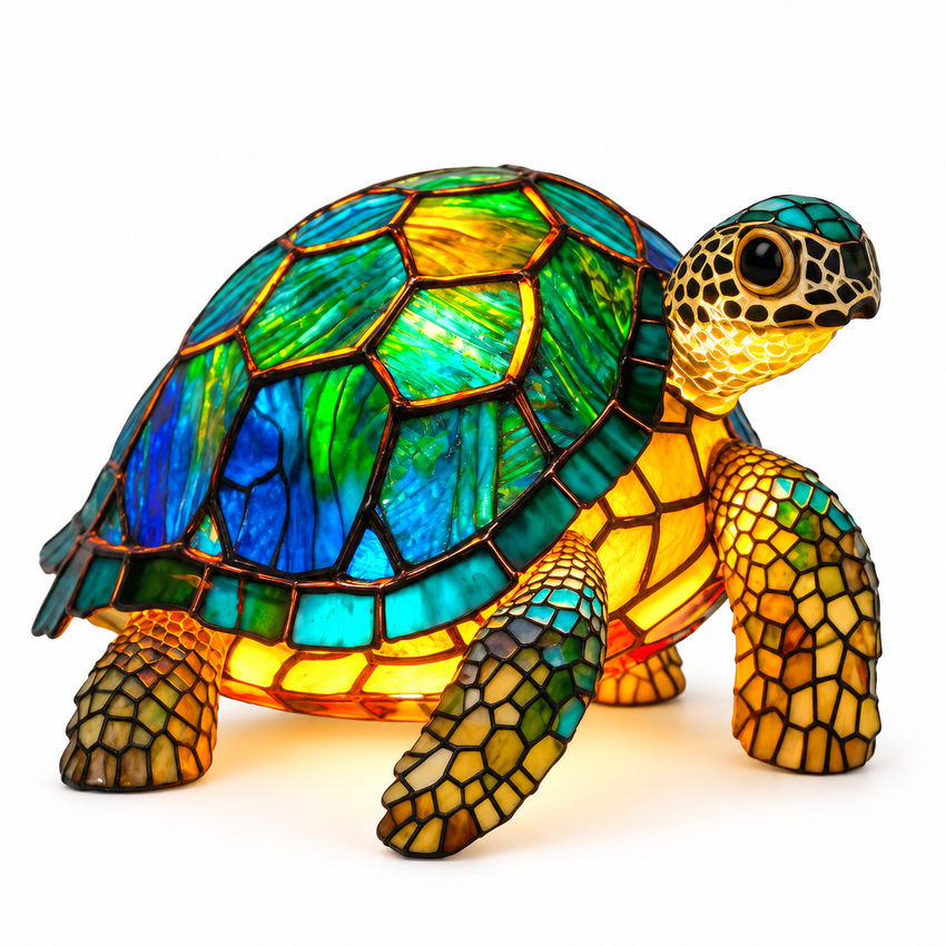 Lampe de Table Animaux en Verre Coloré - Éclairage Décoratif avec LED Chaude Intégrée