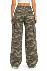 Jean Cargo Femme Camouflage - Taille Extensible et Coupe Normale pour Usage Quotidien