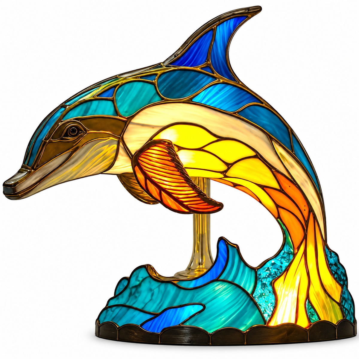 Lampe de Table Animaux en Verre Coloré - Éclairage Décoratif avec LED Chaude Intégrée