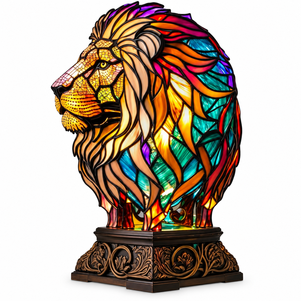 Lampe de Table Animaux en Verre Coloré - Éclairage Décoratif avec LED Chaude Intégrée