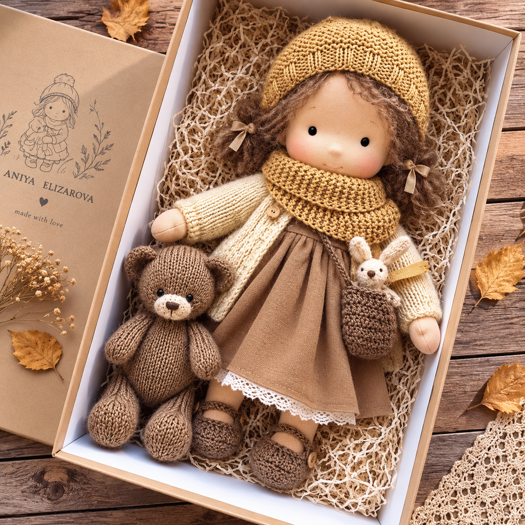 Poupée en Tissu Faite Main - Design Inspiré de Waldorf pour Jeu de Rôle et Décoration