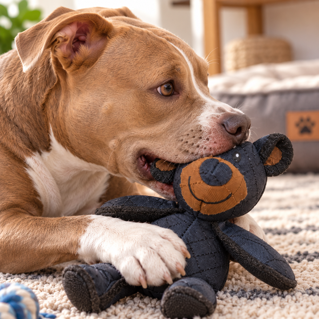 Jouet pour Chien en Tissu Renforcé - Ours en Peluche pour Mastication et Jeu Interactif