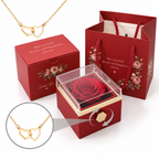 Coffret Cadeau avec Collier en Métal - Ensemble de Bijoux avec Boîte à Rose Décorative