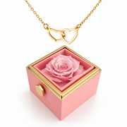 Coffret Cadeau avec Collier en Métal - Ensemble de Bijoux avec Boîte à Rose Décorative