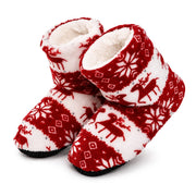 Chaussons d'Intérieur à Motif d'Élan - Tige Coton-Polyester avec Doublure Peluche et Semelle TPR Antidérapante