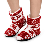 Chaussons d'Intérieur à Motif d'Élan - Tige Coton-Polyester avec Doublure Peluche et Semelle TPR Antidérapante