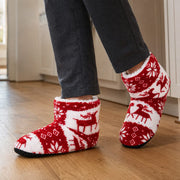 Chaussons d'Intérieur à Motif d'Élan - Tige Coton-Polyester avec Doublure Peluche et Semelle TPR Antidérapante