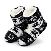Chaussons d'Intérieur à Motif d'Élan - Tige Coton-Polyester avec Doublure Peluche et Semelle TPR Antidérapante
