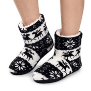 Chaussons d'Intérieur à Motif d'Élan - Tige Coton-Polyester avec Doublure Peluche et Semelle TPR Antidérapante
