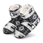 Chaussons d'Intérieur à Motif d'Élan - Tige Coton-Polyester avec Doublure Peluche et Semelle TPR Antidérapante