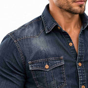 Chemise Homme à Manches Longues - Mélange Polyester et Coton avec Col Rabattable