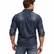 Chemise Homme à Manches Longues - Mélange Polyester et Coton avec Col Rabattable