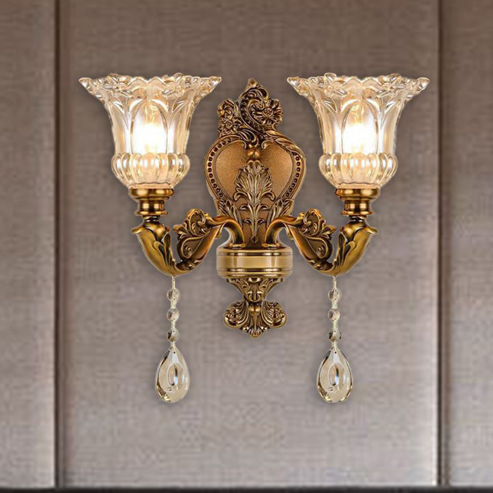 Applique Murale Dorée Vintage - Lampe Murale Réglable en Métal Compatible E14