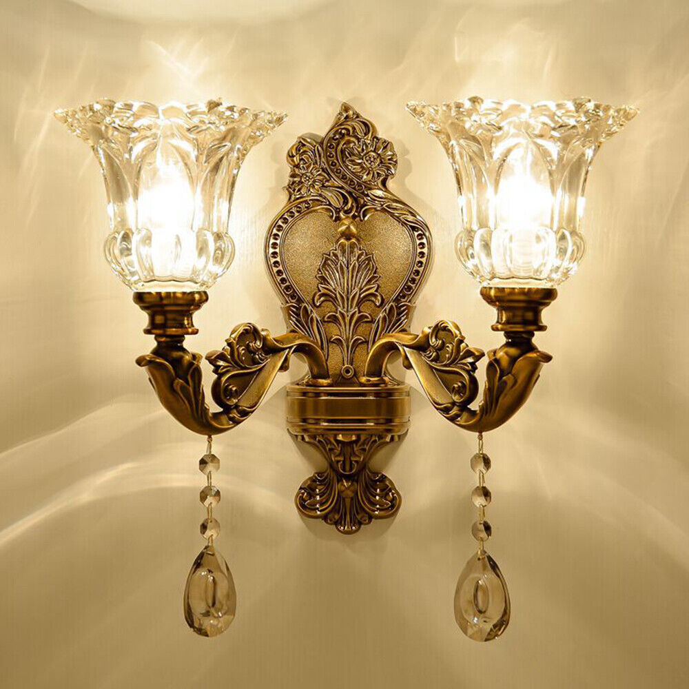 Applique Murale Dorée Vintage - Lampe Murale Réglable en Métal Compatible E14