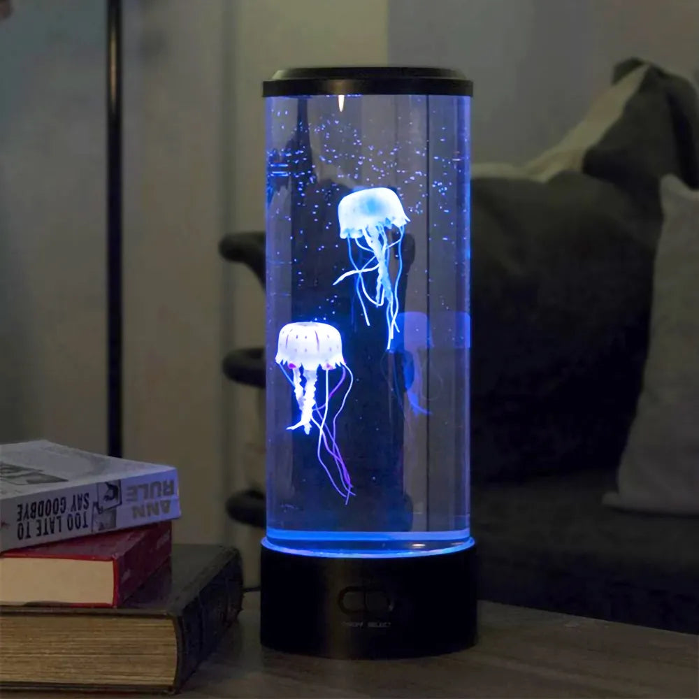 Lampe de Table LED - Éclairage Décoratif avec Méduses et Changement de Couleur