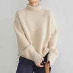 Pull Femme en Laine | Construction Tricotée & Col Roulé | Manches Longues avec Détails Côtelés pour Automne & Hiver | Valuna