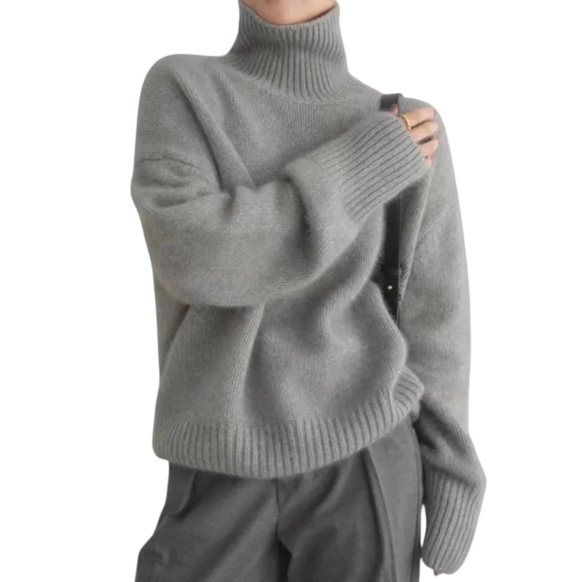 Pull Femme en Laine | Construction Tricotée & Col Roulé | Manches Longues avec Détails Côtelés pour Automne & Hiver | Valuna