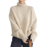 Pull Femme en Laine | Construction Tricotée & Col Roulé | Manches Longues avec Détails Côtelés pour Automne & Hiver | Valuna