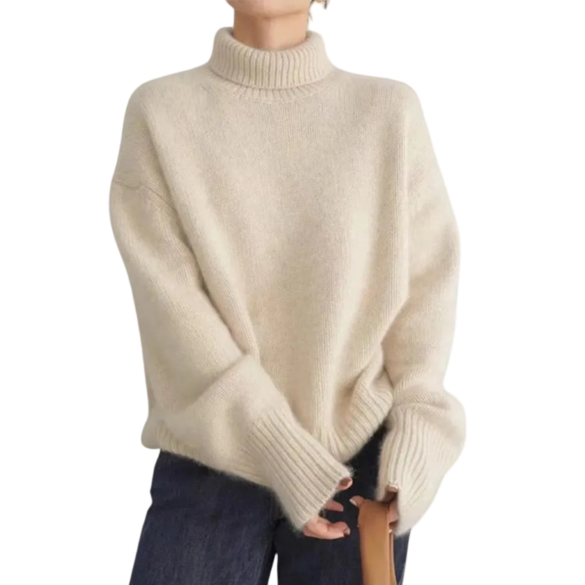 Pull Femme en Laine | Construction Tricotée & Col Roulé | Manches Longues avec Détails Côtelés pour Automne & Hiver | Valuna