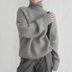 Pull Femme en Laine | Construction Tricotée & Col Roulé | Manches Longues avec Détails Côtelés pour Automne & Hiver | Valuna