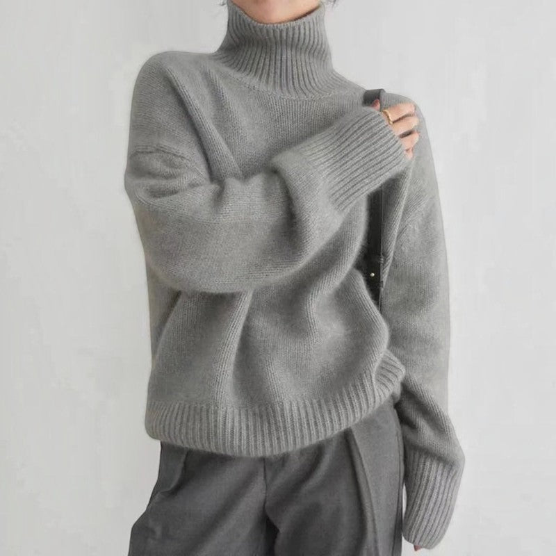 Pull Femme en Laine | Construction Tricotée & Col Roulé | Manches Longues avec Détails Côtelés pour Automne & Hiver | Valuna
