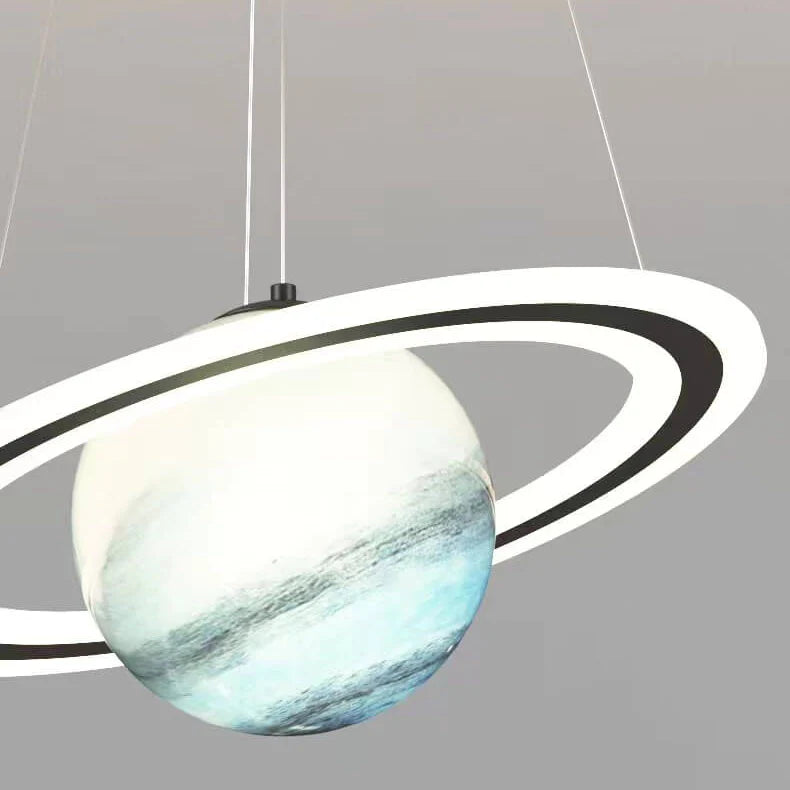 Lampe Suspendue à Motif Planète - Luminaire en Métal, Acrylique et Verre pour Chambre d'Enfant