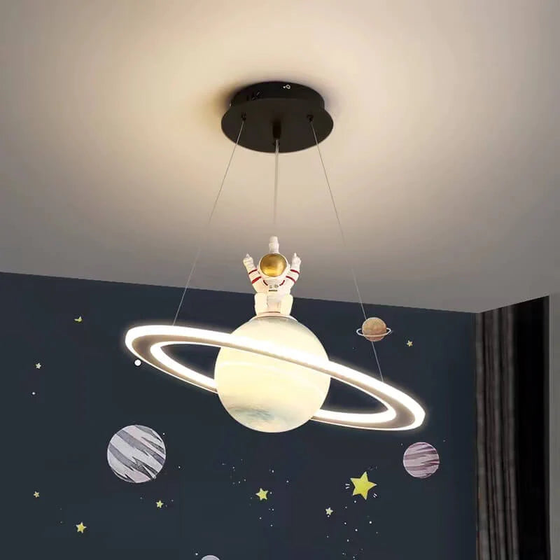 Lampe Suspendue à Motif Planète - Luminaire en Métal, Acrylique et Verre pour Chambre d'Enfant