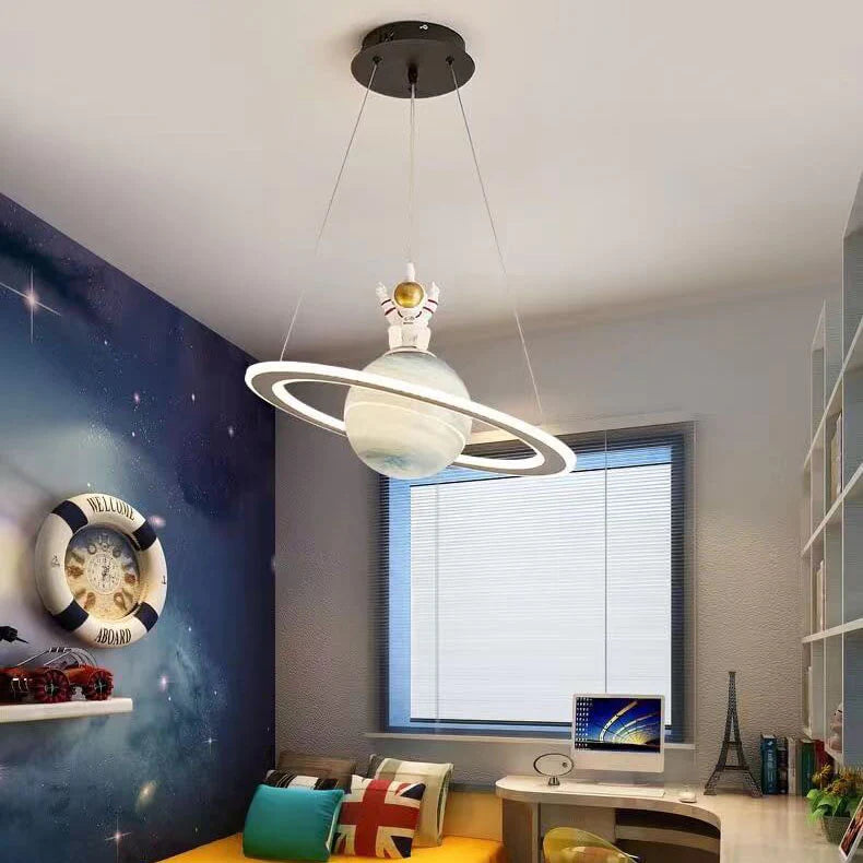 Lampe Suspendue à Motif Planète - Luminaire en Métal, Acrylique et Verre pour Chambre d'Enfant