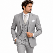 Costume Slim Fit Homme Trois Pièces - Veste, Gilet et Pantalon à Revers Fins