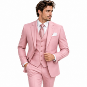 Costume Slim Fit Homme Trois Pièces - Veste, Gilet et Pantalon à Revers Fins