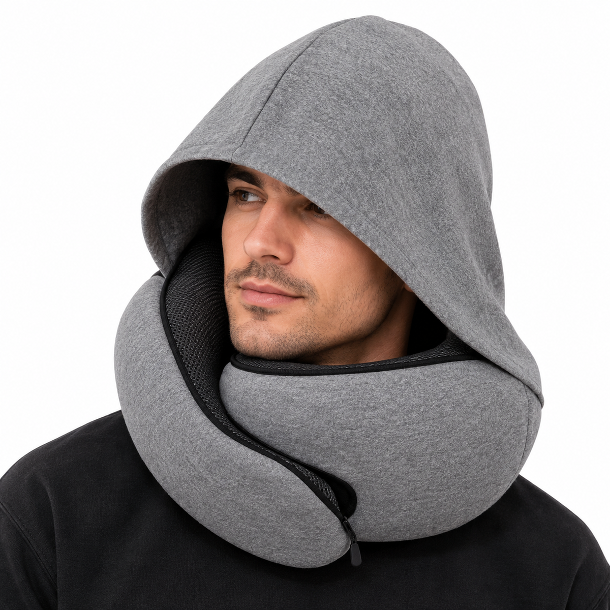 Coussin de Voyage avec Capuche - Mousse à Mémoire de Forme et Design Enroulable
