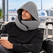 Coussin de Voyage avec Capuche - Mousse à Mémoire de Forme et Design Enroulable