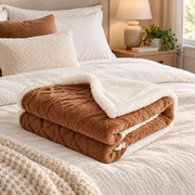 Couverture en Fleece Mélange de Laine de Mouton - Plaid Double Couche pour Canapé et Lit