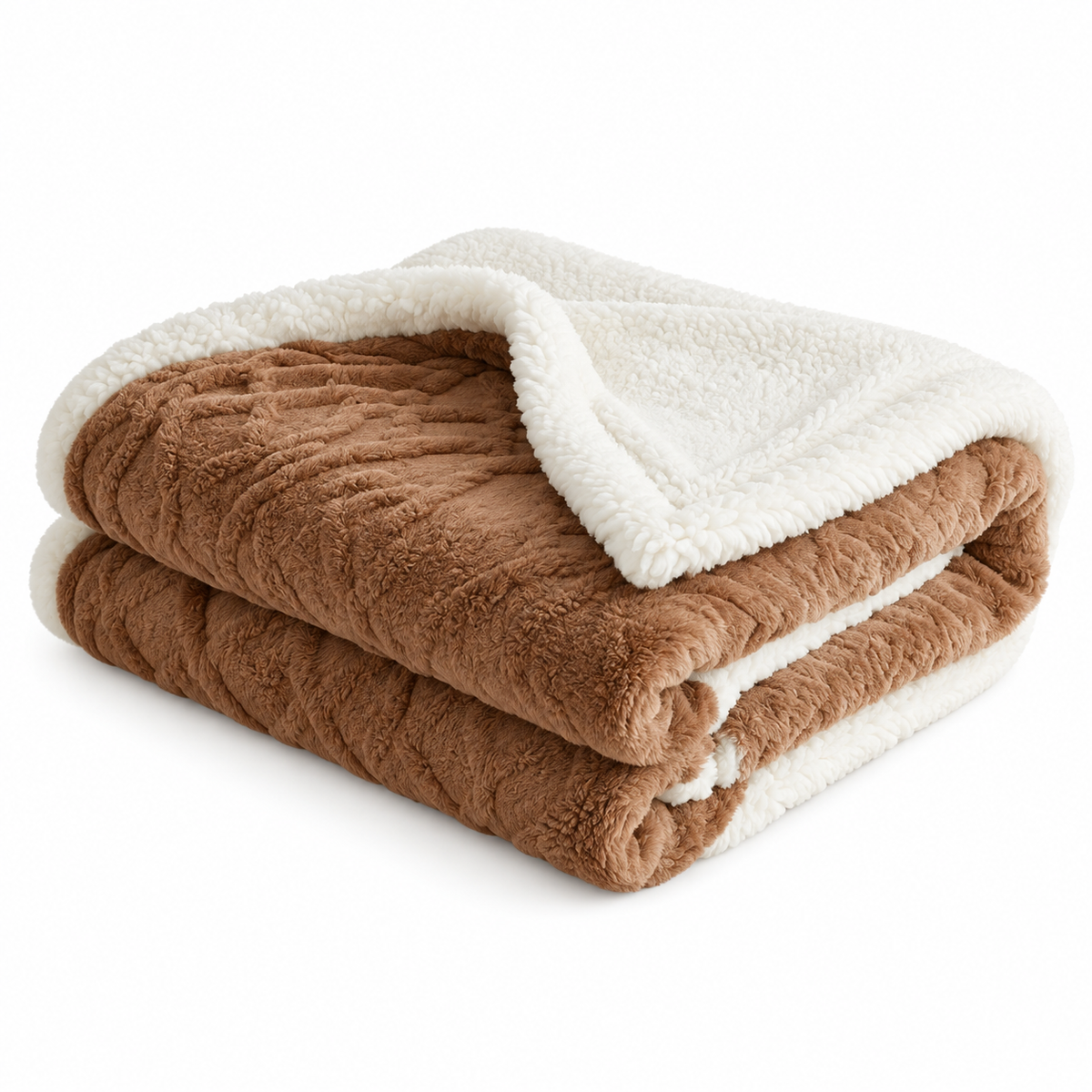 Couverture en Fleece Mélange de Laine de Mouton - Plaid Double Couche pour Canapé et Lit