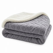 Couverture en Fleece Mélange de Laine de Mouton - Plaid Double Couche pour Canapé et Lit